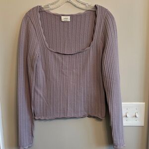 Wilfred Lavender Ribbed Scoop-Neck Long Sleeve Top